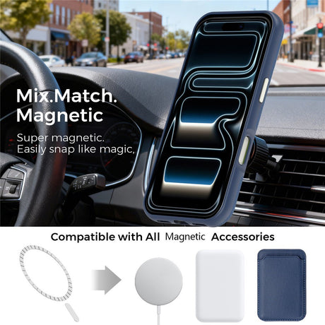 iPhone 18 Pro EIDERWOOD Kunstskinn Bak Deksel m. Avtakbar Kortholder - MagSafe Kompatibel - Blå