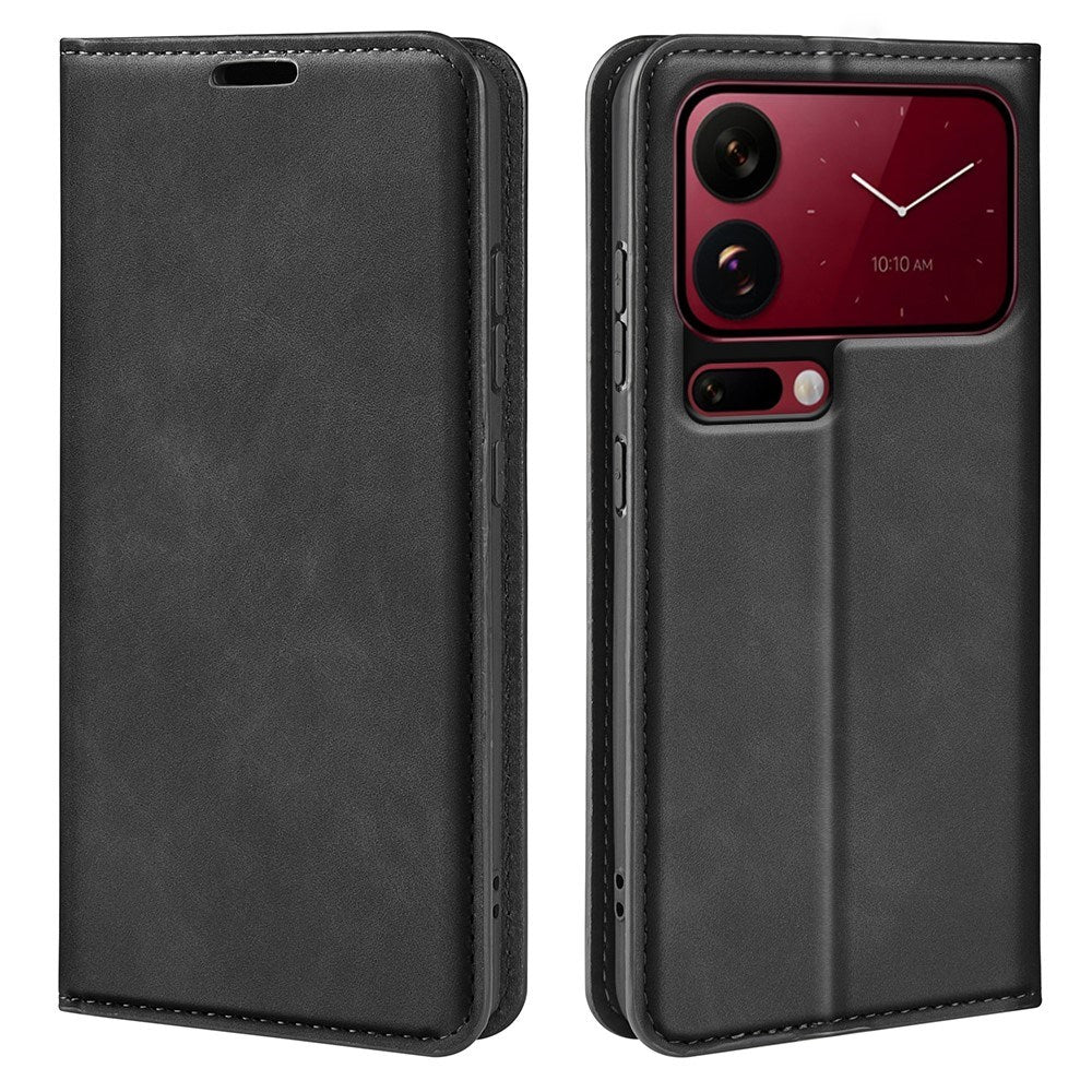 Xiaomi 18 Pro EIDERWOOD Flip Deksel i Kunstskinn med Lommebok og Stativfunksjon - Svart