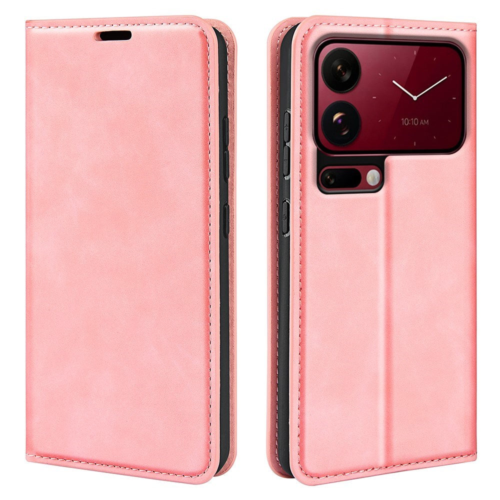 Xiaomi 18 Pro EIDERWOOD Flip Deksel i Kunstskinn med Lommebok og Stativfunksjon - Rosa