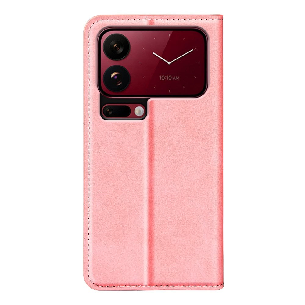 Xiaomi 18 Pro EIDERWOOD Flip Deksel i Kunstskinn med Lommebok og Stativfunksjon - Rosa
