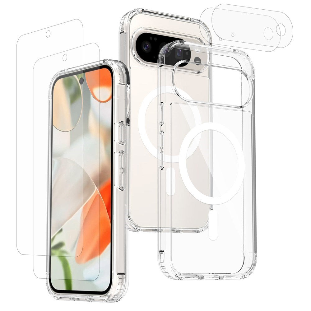 Google Pixel 11 Beskyttelsessett med 1 x MagSafe Deksel & 2 x Skjermbeskyttere & 2 x Kameralinseglass - Gjennomsiktig