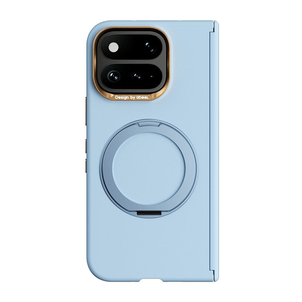Google Pixel 11 Pro Fold ABEEL Hardt Soft-Touch Plast Deksel m. Kickstand - MagSafe Kompatibel - Lyseblå