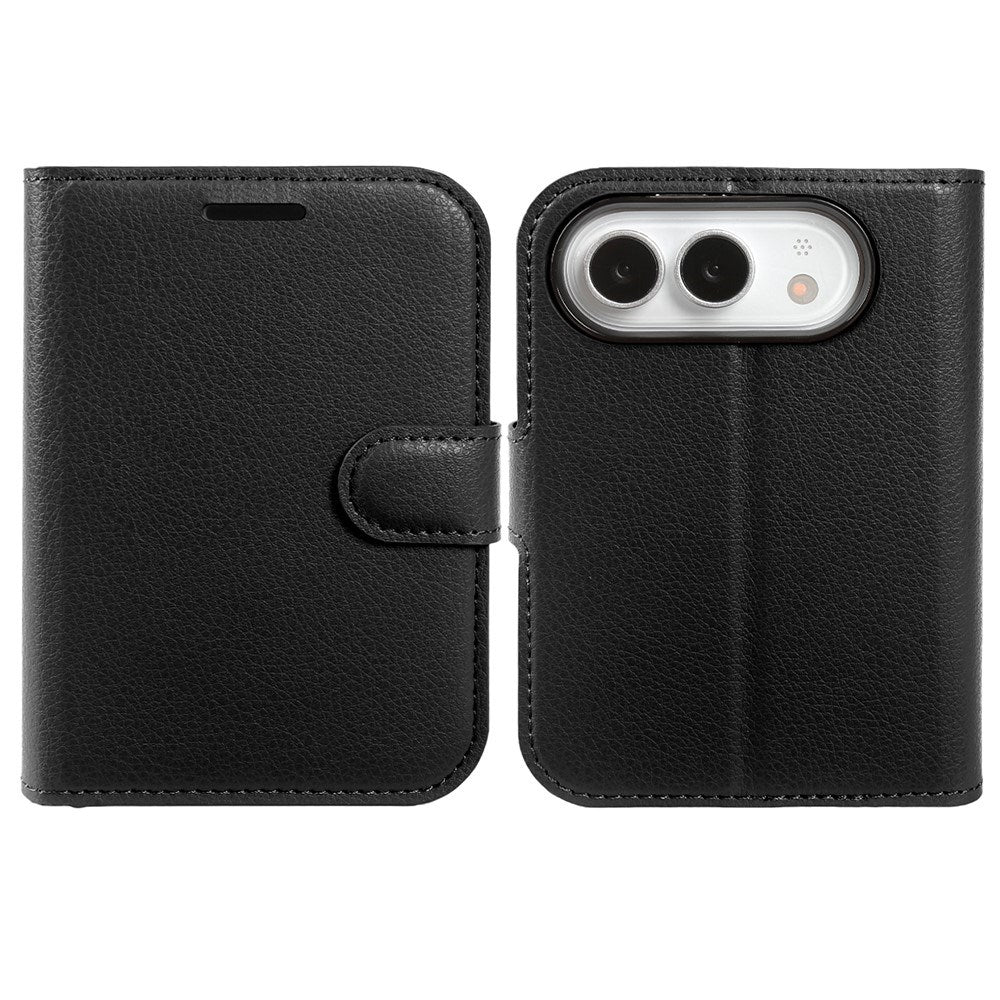 iPhone Fold EIDERWOOD Kunstskinn Flip Deksel m. Kortholder & Ståfunksjon - Svart