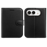 iPhone Fold EIDERWOOD Kunstskinn Flip Deksel m. Kortholder & Ståfunksjon - Svart
