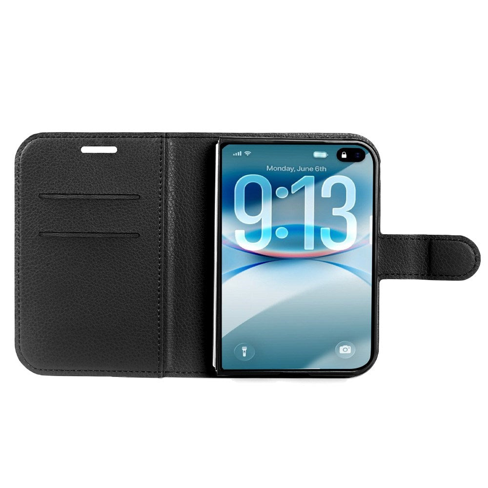 iPhone Fold EIDERWOOD Kunstskinn Flip Deksel m. Kortholder & Ståfunksjon - Svart