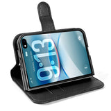 iPhone Fold EIDERWOOD Kunstskinn Flip Deksel m. Kortholder & Ståfunksjon - Svart