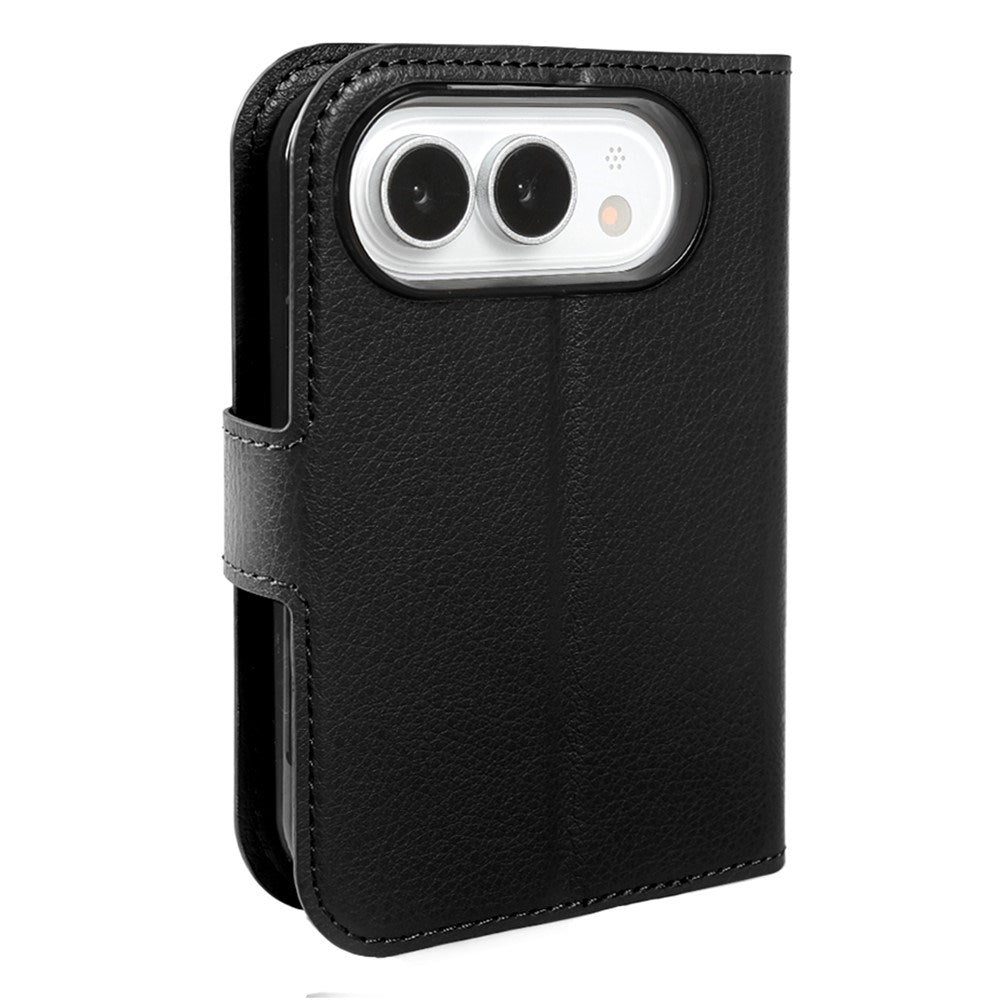 iPhone Fold EIDERWOOD Kunstskinn Flip Deksel m. Kortholder & Ståfunksjon - Svart