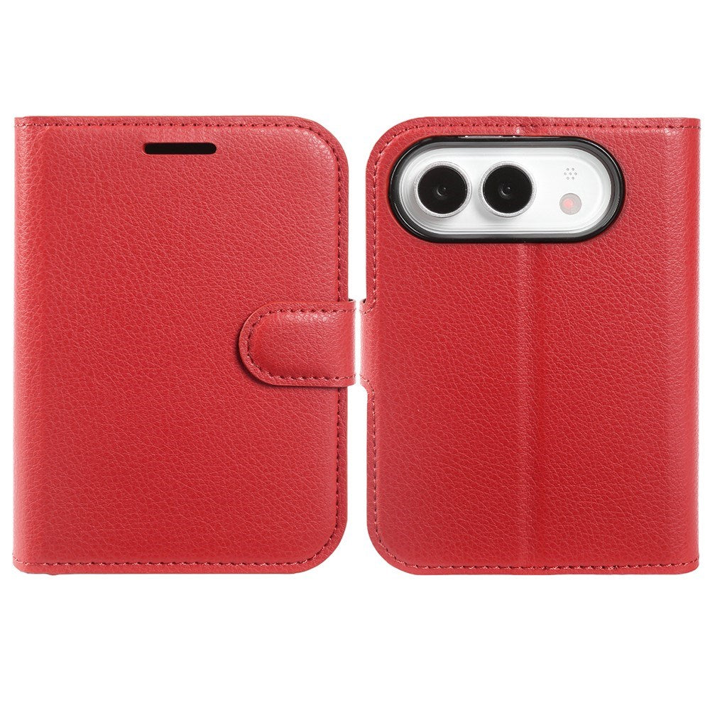 iPhone Fold EIDERWOOD Kunstskinn Flip Deksel m. Kortholder & Ståfunksjon - Rød