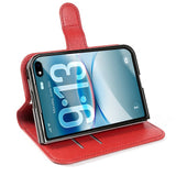 iPhone Fold EIDERWOOD Kunstskinn Flip Deksel m. Kortholder & Ståfunksjon - Rød
