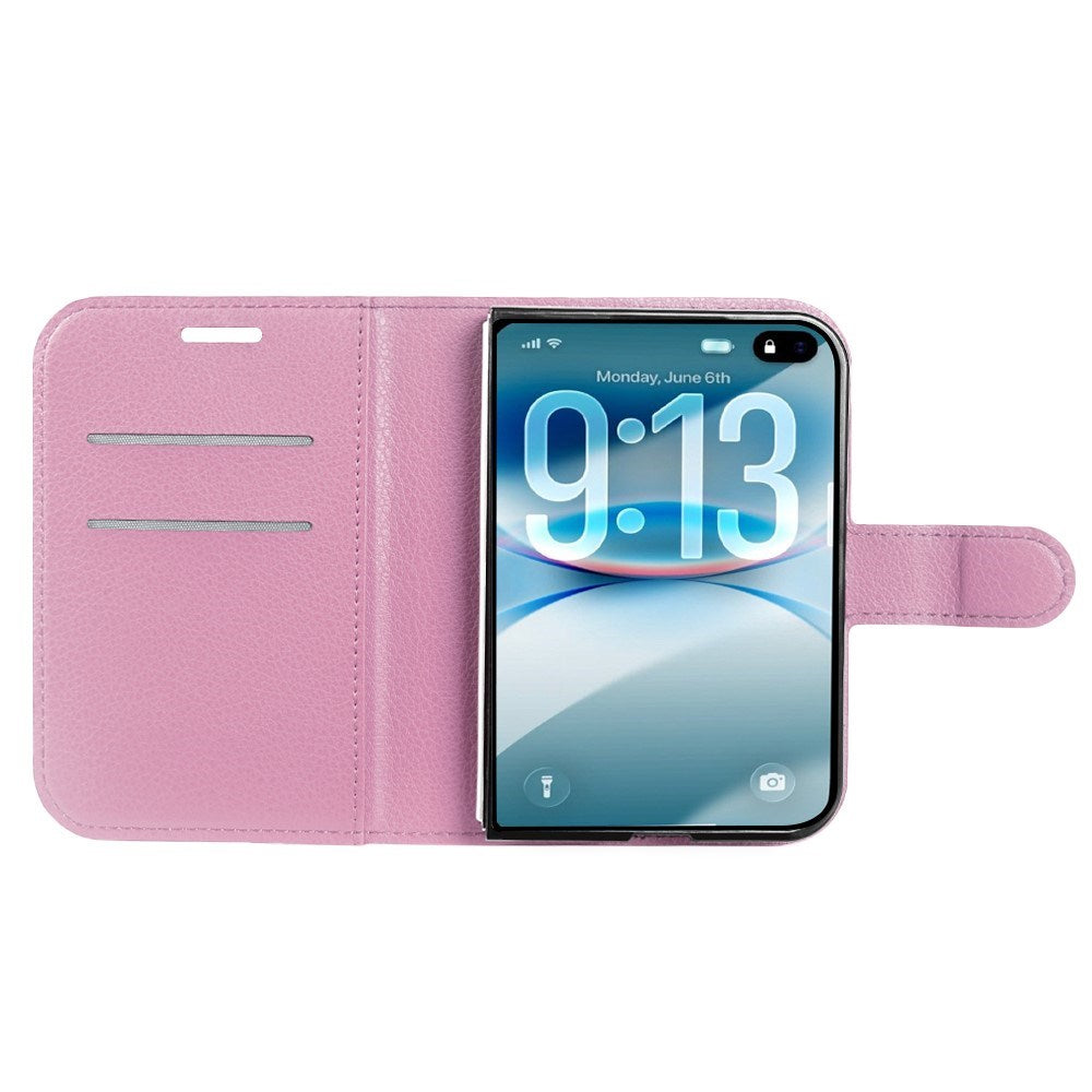 iPhone Fold EIDERWOOD Kunstskinn Flip Deksel m. Kortholder & Ståfunksjon - Rosa
