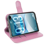 iPhone Fold EIDERWOOD Kunstskinn Flip Deksel m. Kortholder & Ståfunksjon - Rosa