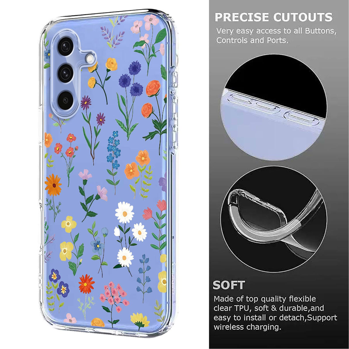 Samsung Galaxy S26 FE EIDERWOOD Fleksibelt Plast Deksel med Blomstermotiv - Gjennomsiktig / Ulike Blomster