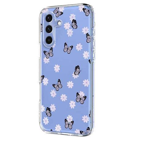 Samsung Galaxy S26 FE EIDERWOOD Fleksibelt Plast Deksel med Blomstermotiv - Gjennomsiktig / Sommerfugler