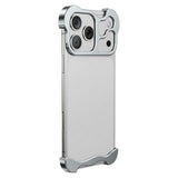 iPhone 18 Pro Todelt Metall Bumper Deksel - Sølv