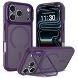 iPhone 18 Pro Max / 17 Pro Max Hybrid Plast Deksel m. Støtabsorberende Kanter & Kickstand - MagSafe Kompatibel - Lilla