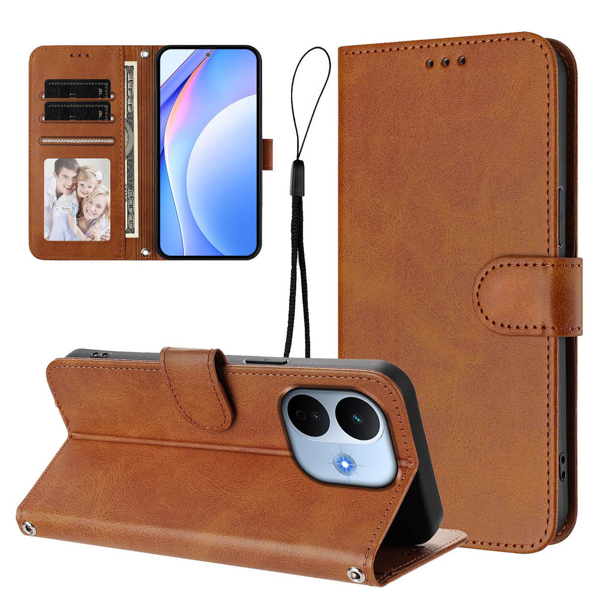 Xiaomi Redmi Note 17 Pro Max (5G) EIDERWOOD Kunstskinn Flip Deksel m. Stropp - Brun