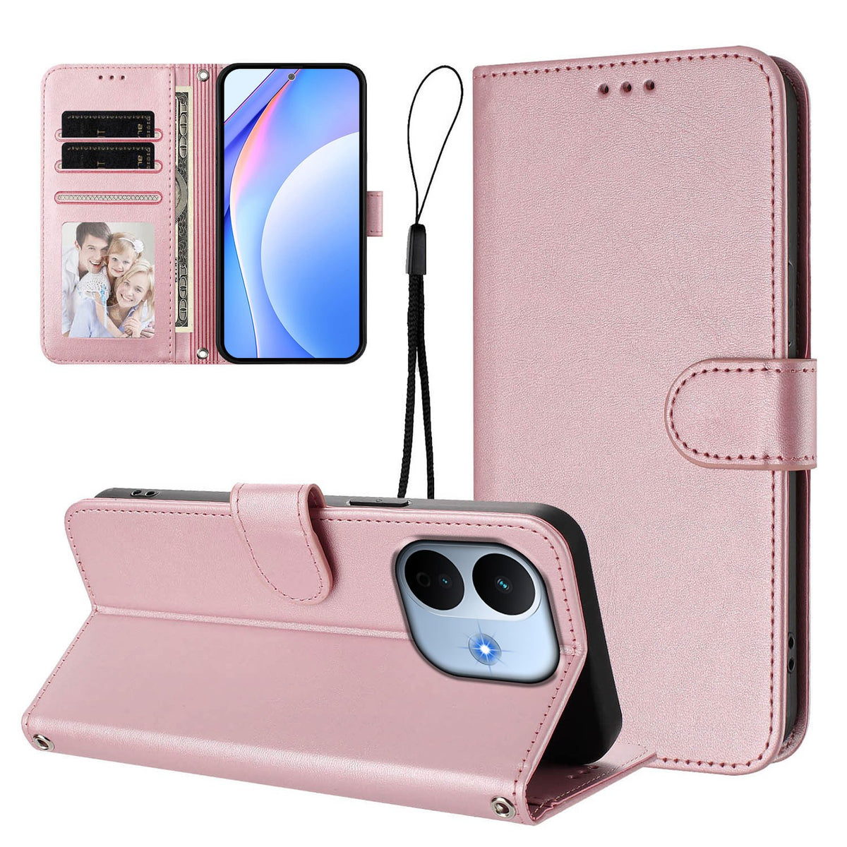 Xiaomi Redmi Note 17 Pro Max (5G) EIDERWOOD Kunstskinn Flip Deksel m. Stropp - Rosa