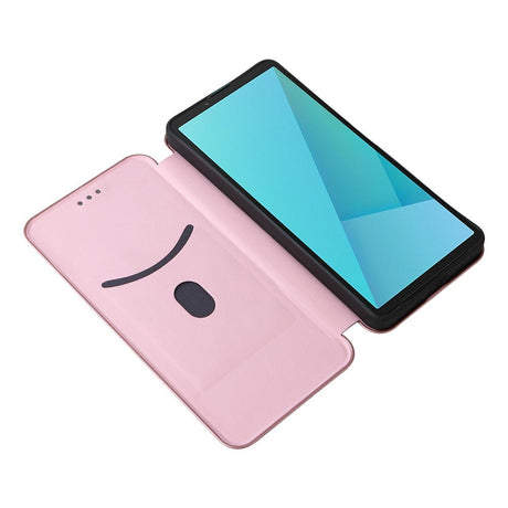 Sony Xperia 10 VIII EIDERWOOD Kunstskinn Deksel med Karbonfibertekstur og Kickstand Stropp - Rosa