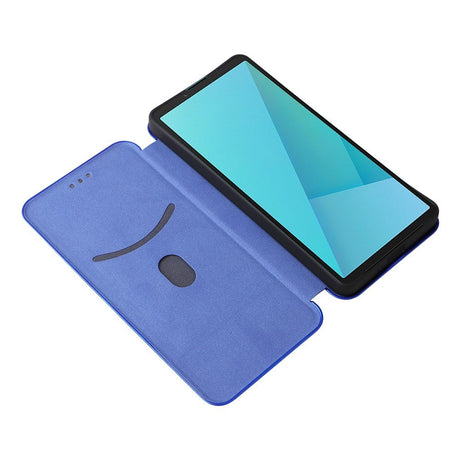 Sony Xperia 10 VIII EIDERWOOD Kunstskinn Deksel med Karbonfibertekstur og Kickstand Stropp - Blå