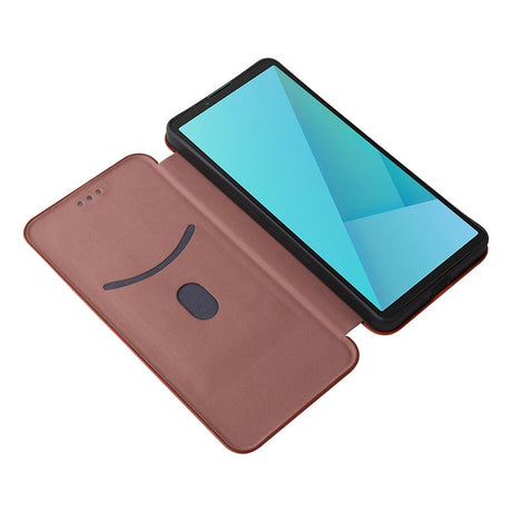 Sony Xperia 10 VIII EIDERWOOD Kunstskinn Deksel med Karbonfibertekstur og Kickstand Stropp - Rød