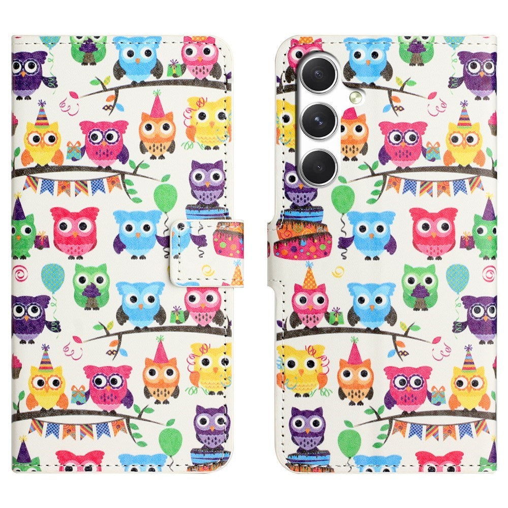 Samsung Galaxy S26 FE EIDERWOOD Flip Deksel med Kortholder og Stativ Funksjon - Ugler