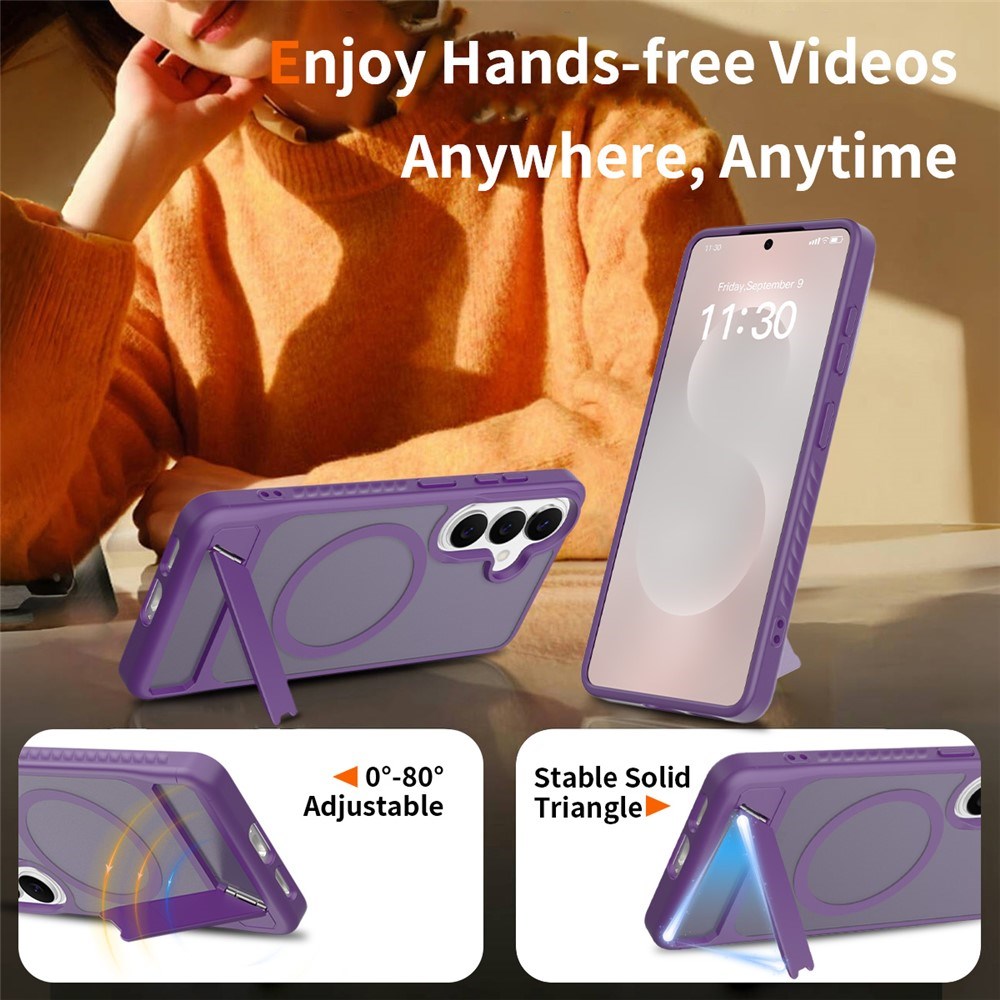 Samsung Galaxy S26 FE / S25 FE EIDERWOOD Hybrid Deksel m. Kickstand - MagSafe Kompatibel - Lilla