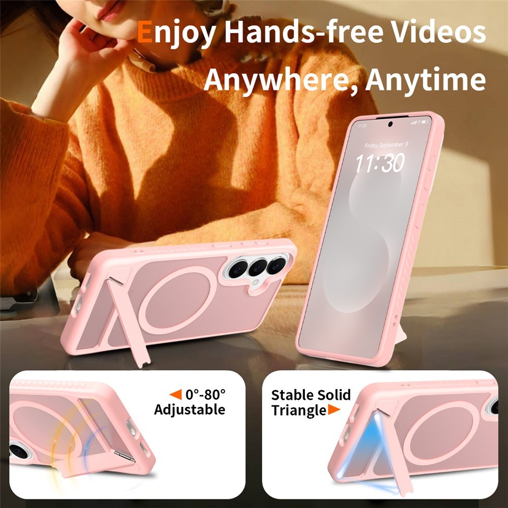 Samsung Galaxy S26 FE / S25 FE EIDERWOOD Hybrid Deksel m. Kickstand - MagSafe Kompatibel - Rosa