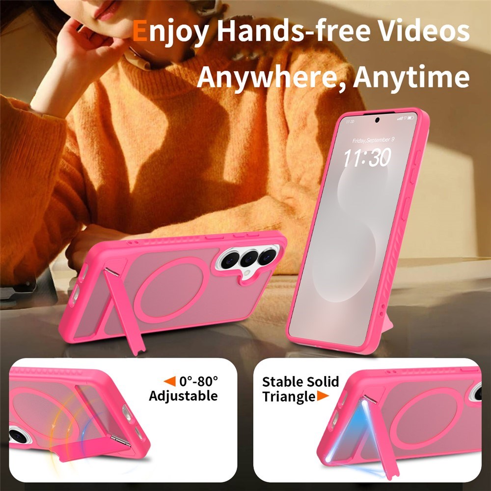 Samsung Galaxy S26 FE / S25 FE EIDERWOOD Hybrid Deksel m. Kickstand - MagSafe Kompatibel - Pink