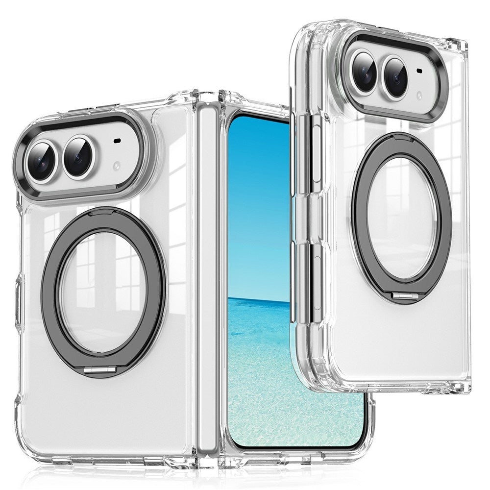 iPhone Fold EIDERWOOD Hybrid Deksel med Kickstand - MagSafe Kompatibel - Gjennomsiktig / Svart