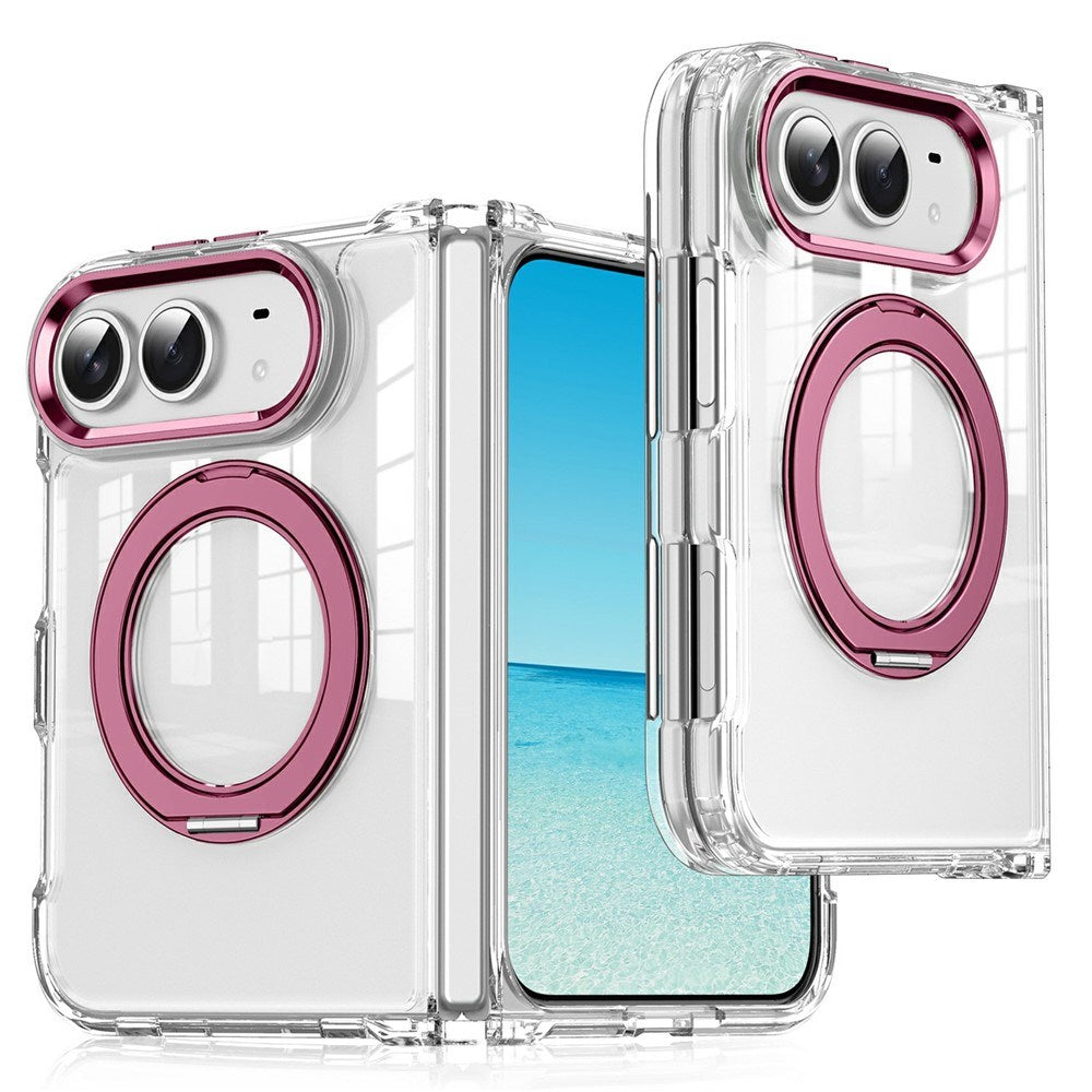 iPhone Duo EIDERWOOD Hybrid Deksel med Kickstand - MagSafe Kompatibel - Gjennomsiktig / Rosa