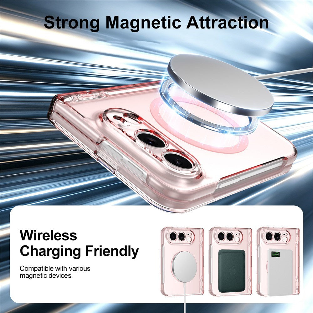 iPhone Fold EIDERWOOD Hybrid Deksel med Skjermbeskyttelse - MagSafe Kompatibel - Gjennomsiktig / Rosa
