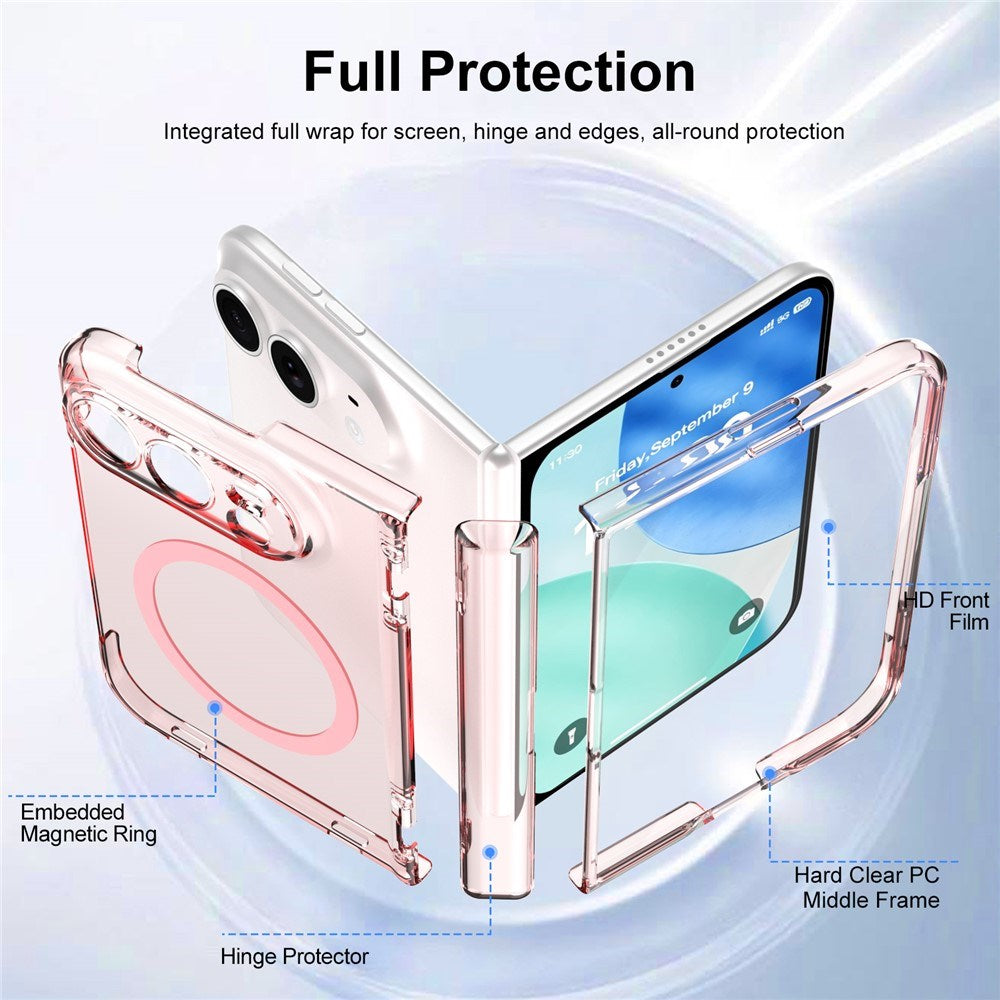iPhone Fold EIDERWOOD Hybrid Deksel med Skjermbeskyttelse - MagSafe Kompatibel - Gjennomsiktig / Rosa