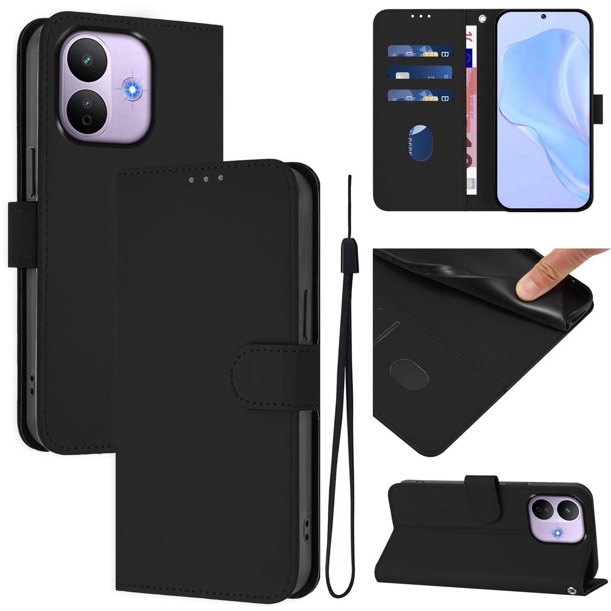 Xiaomi Redmi Note 17 Pro (5G) EIDERWOOD Kunstskinn Flip Deksel m. Stropp - Svart