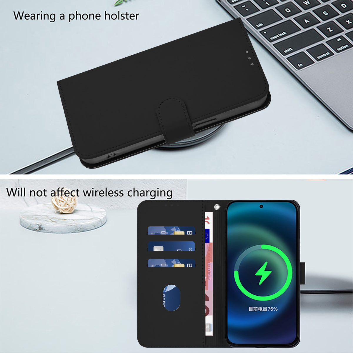 Xiaomi Redmi Note 17 (5G) EIDERWOOD Kunstskinn Flip Deksel m. Stropp - Svart