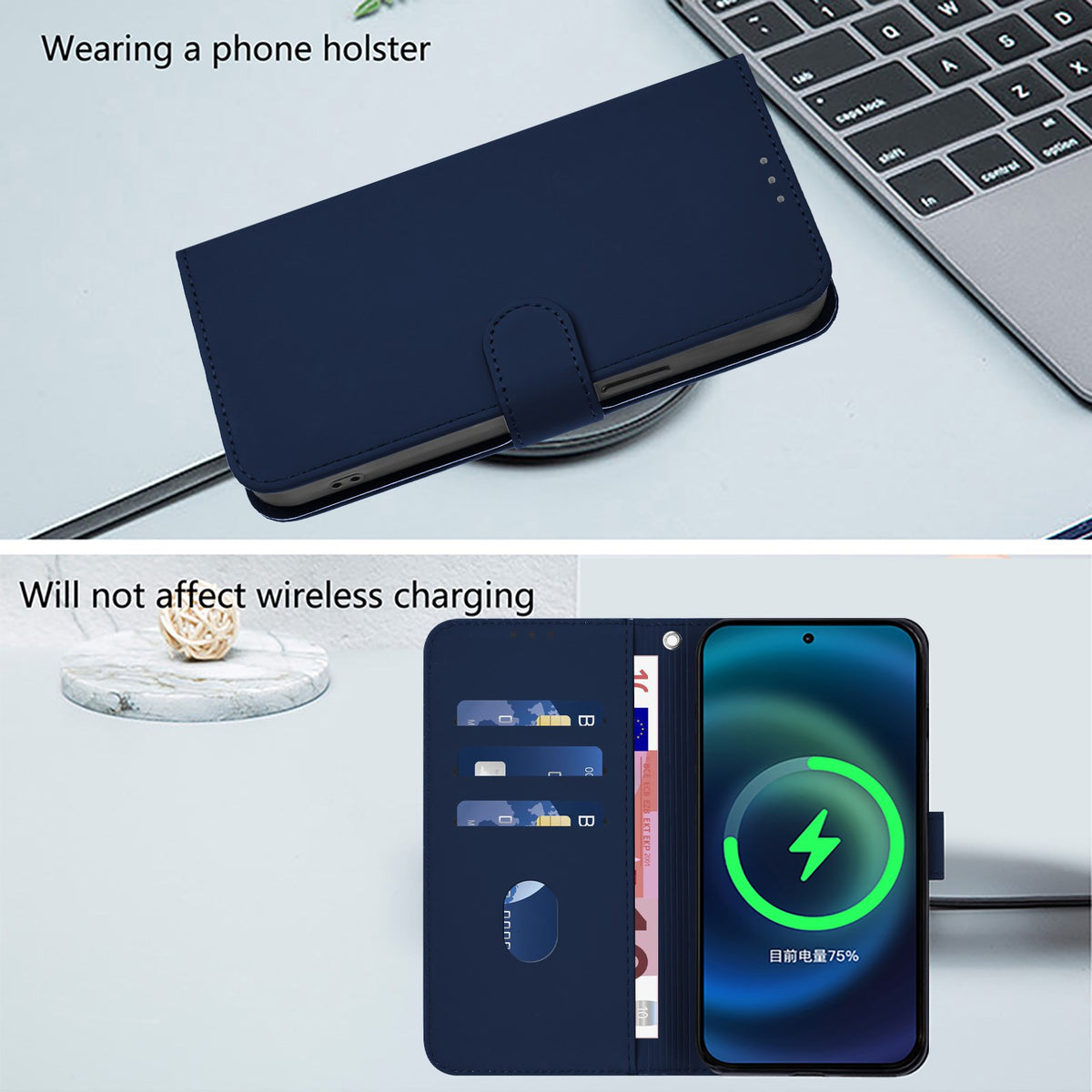 Xiaomi Redmi Note 17 (5G) EIDERWOOD Kunstskinn Flip Deksel m. Stropp - Blå