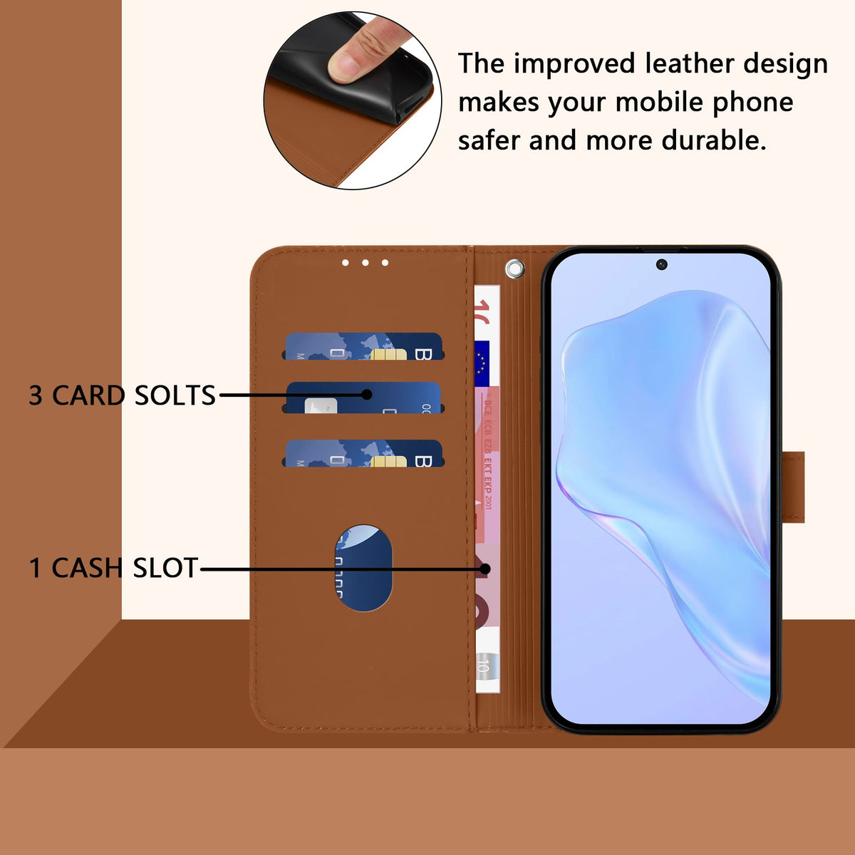 Xiaomi Redmi 17C (5G) EIDERWOOD Flip Deksel i Kunstskinn med Stropp - Brun