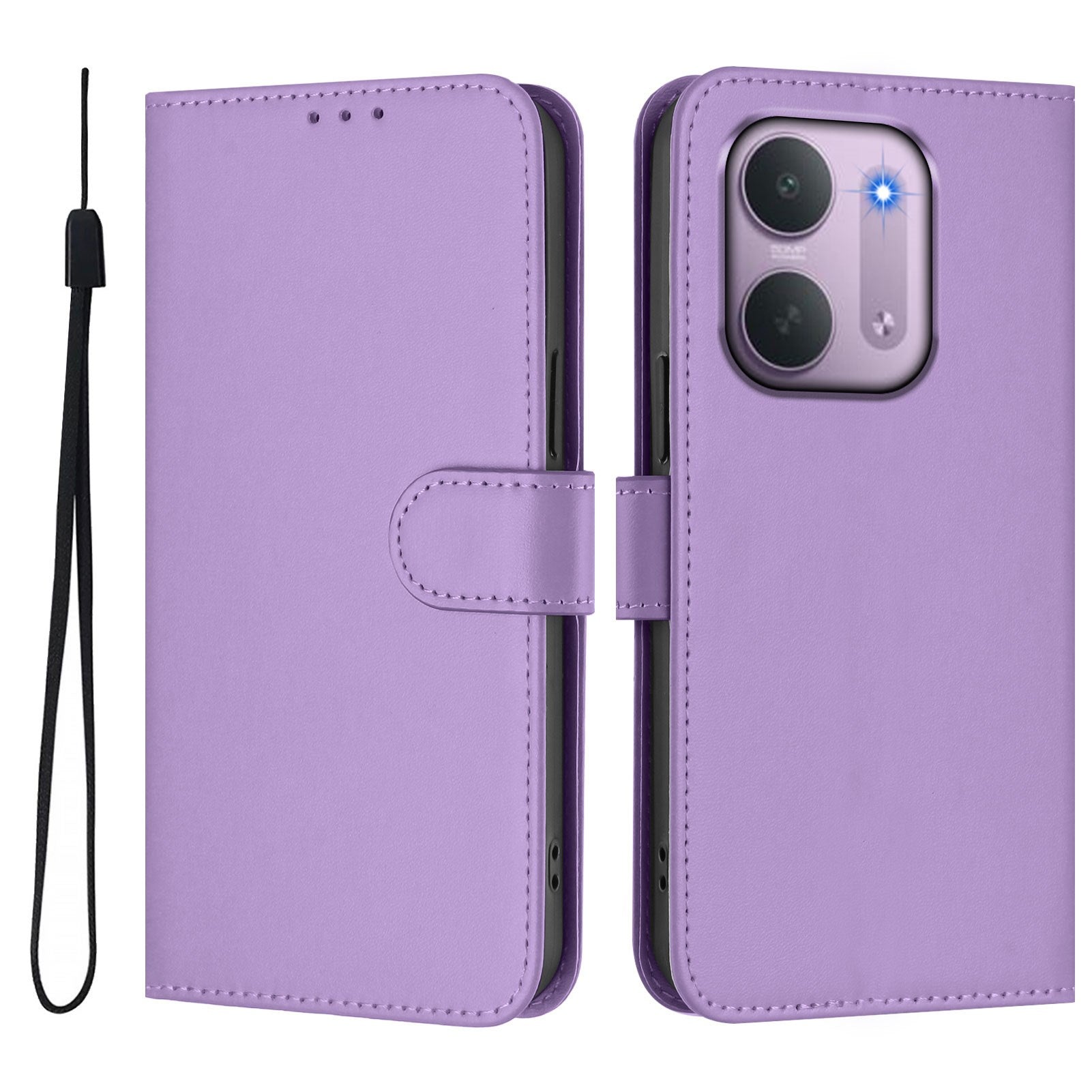 Xiaomi Redmi 17C (5G) EIDERWOOD Flip Deksel i Kunstskinn med Stropp - Lilla