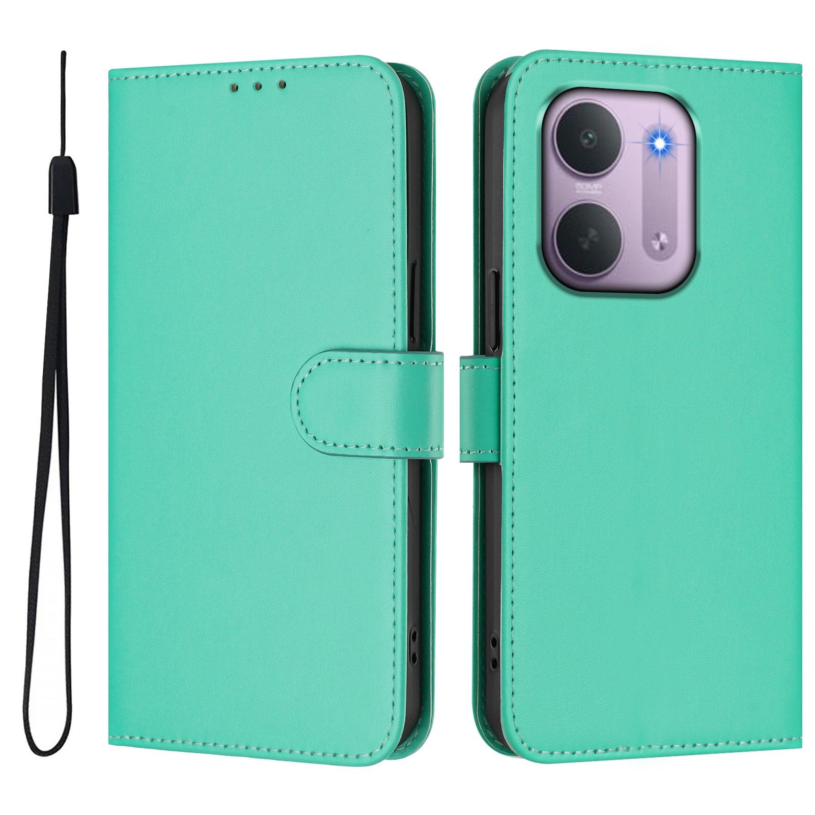 Xiaomi Redmi 17C (5G) EIDERWOOD Flip Deksel i Kunstskinn med Stropp - Turkis