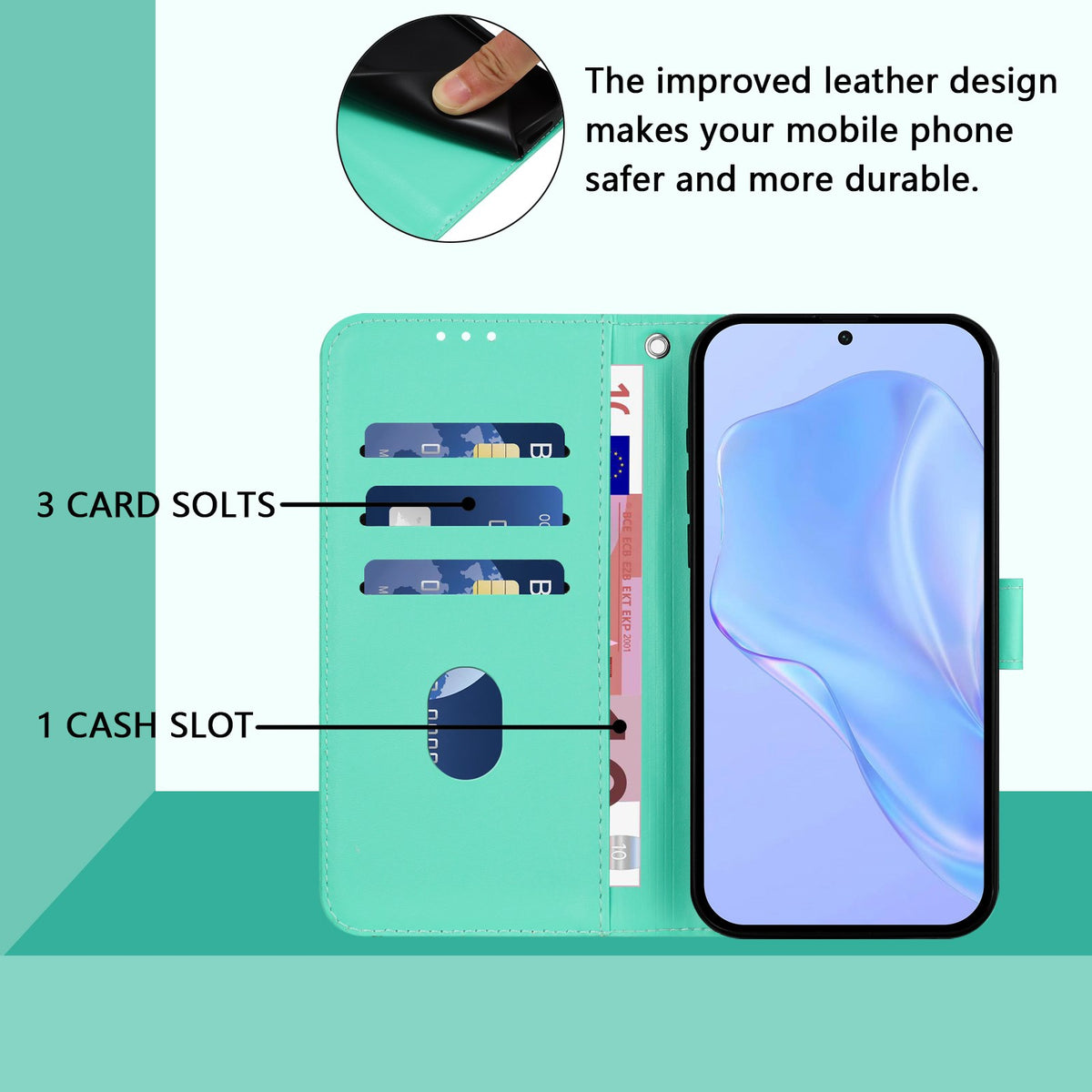 Xiaomi Redmi 17C (5G) EIDERWOOD Flip Deksel i Kunstskinn med Stropp - Turkis