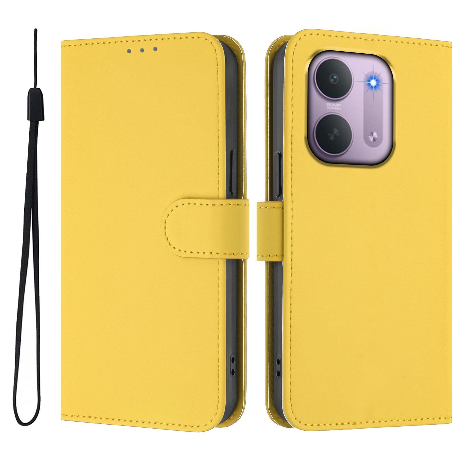 Xiaomi Redmi 17C (5G) EIDERWOOD Flip Deksel i Kunstskinn med Stropp - Gul