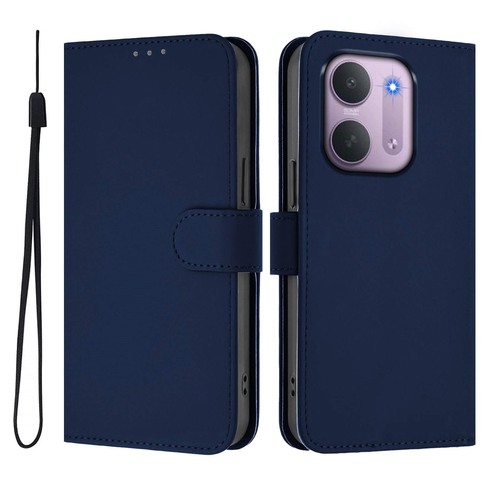 Xiaomi Redmi 17C (5G) EIDERWOOD Flip Deksel i Kunstskinn med Stropp - Blå