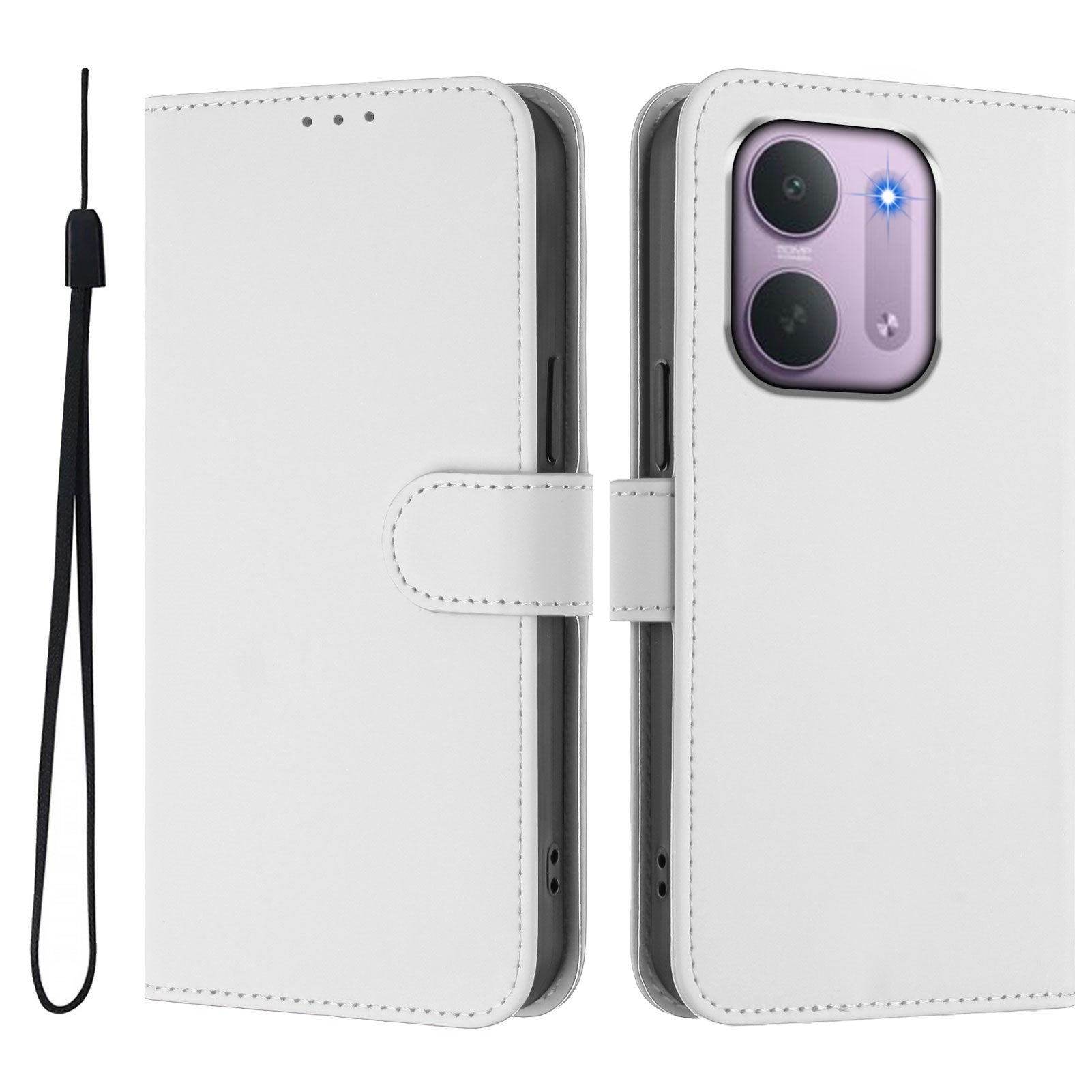Xiaomi Redmi 17C (5G) EIDERWOOD Flip Deksel i Kunstskinn med Stropp - Hvit