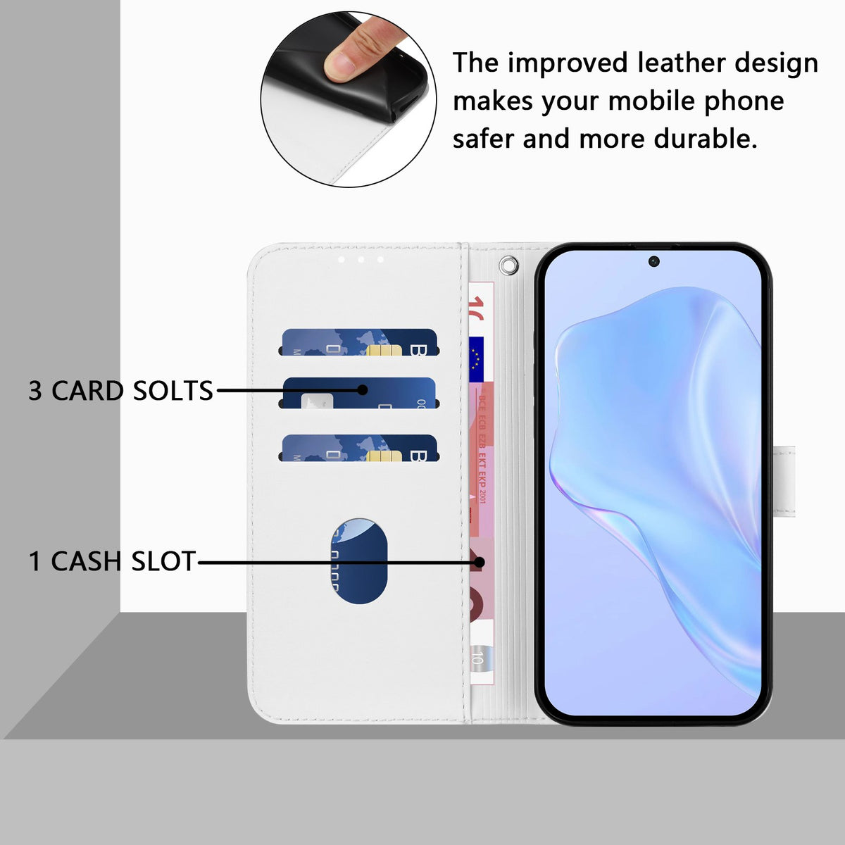 Xiaomi Redmi 17C (5G) EIDERWOOD Flip Deksel i Kunstskinn med Stropp - Hvit