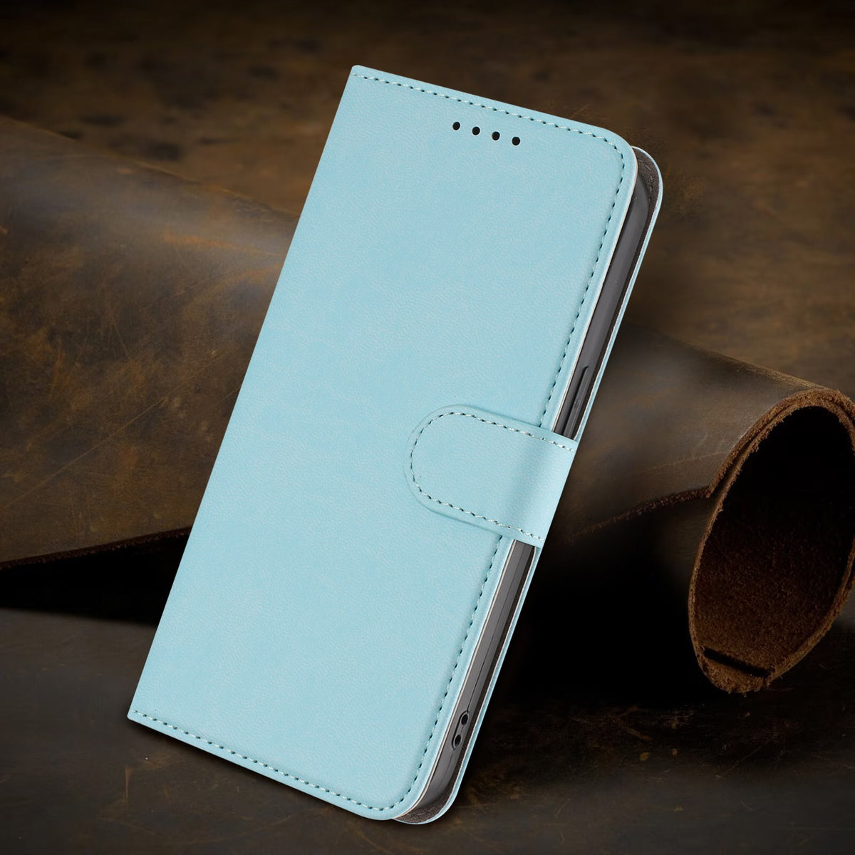 Xiaomi Redmi 17 (5G) / (4G) EIDERWOOD Flip Deksel i Kunstskinn med Stativfunksjon og Kortholder - Lyseblå