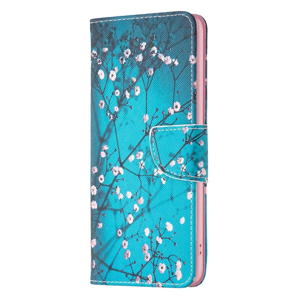 Nokia X30 Deksel i Kunstkinn med Lommebok og Trykk - Tre med Blomster