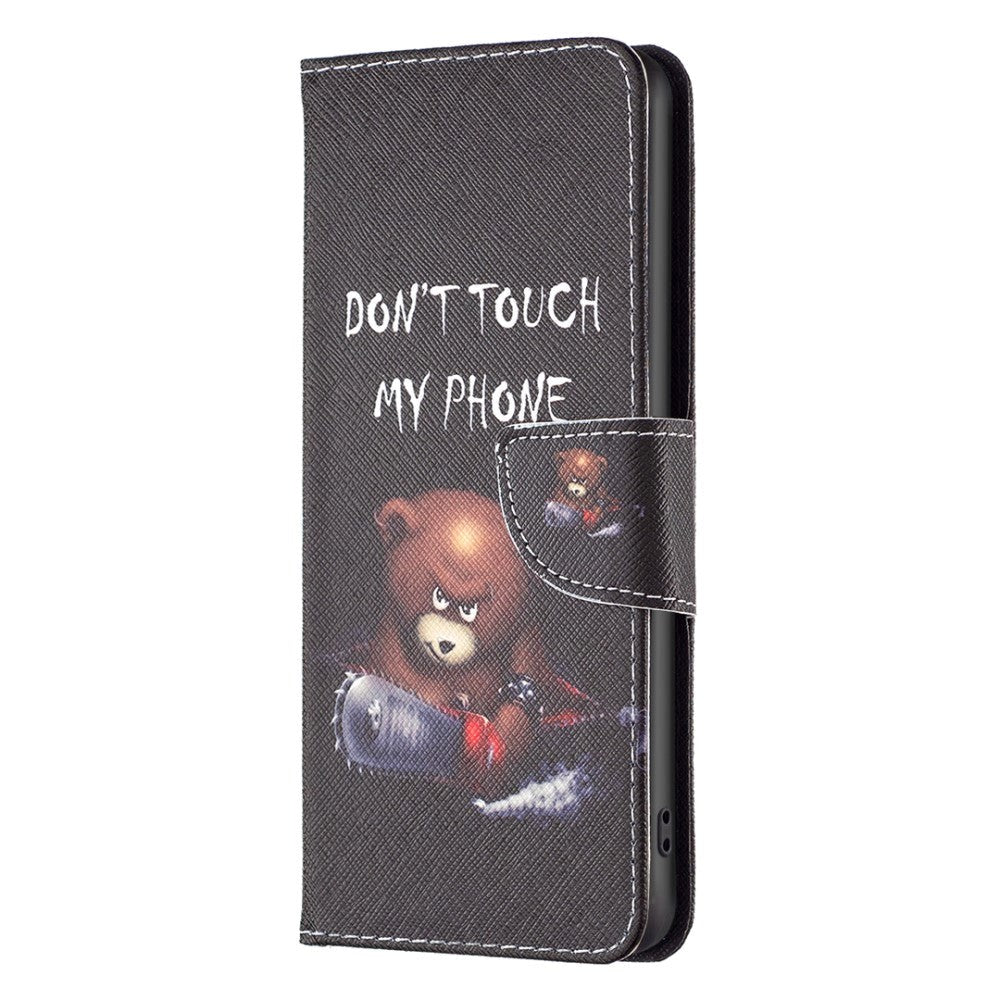 Motorola Moto G72 Kunstskinn Deksel med Lommebok - "DON'T TOUCH MY PHONE" / Bjørn