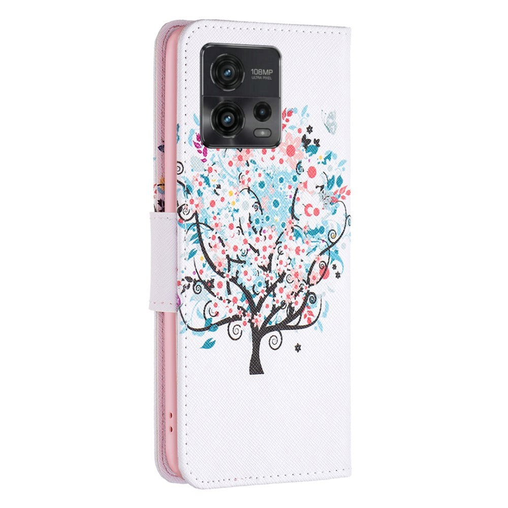 Motorola Moto G72 Kunstskinn Deksel med Lommebok - Blomster Tre