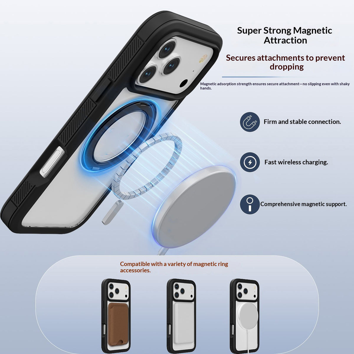 iPhone 18 Pro Max / 17 Pro Max EIDERWOOD Deksel med Skjermbeskyttelse og Stativfunksjon - MagSafe Kompatibel - Svart / Gjennomsiktig