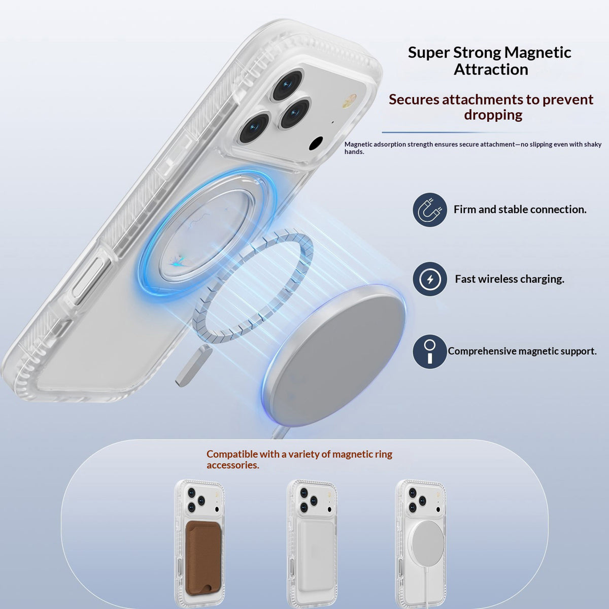 iPhone 18 Pro / 17 Pro EIDERWOOD Deksel med Skjermbeskyttelse og Stativfunksjon - MagSafe Kompatibel - Hvit / Gjennomsiktig