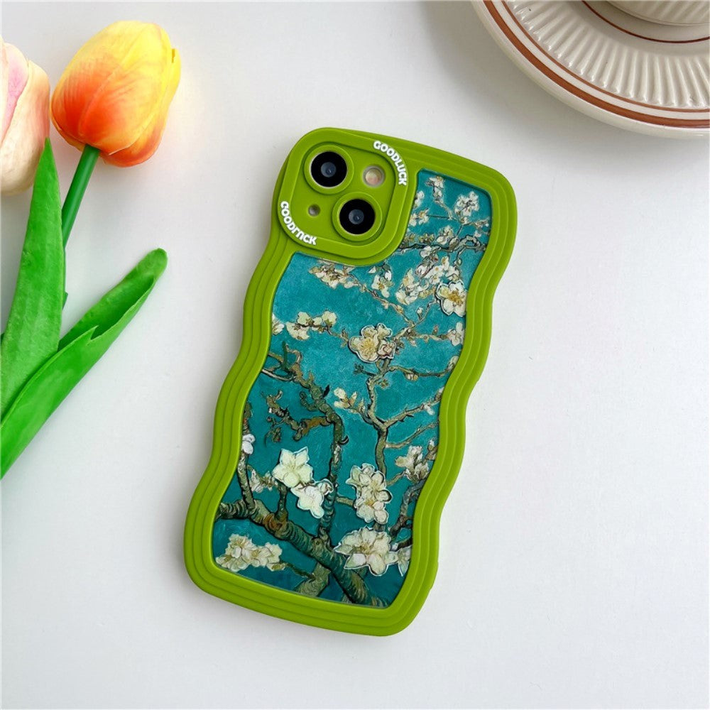 iPhone 14 fleksibelt plastdeksel - Hvite Blomster